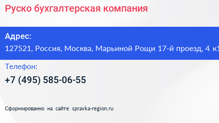 Руско бухгалтерская компания - визитка