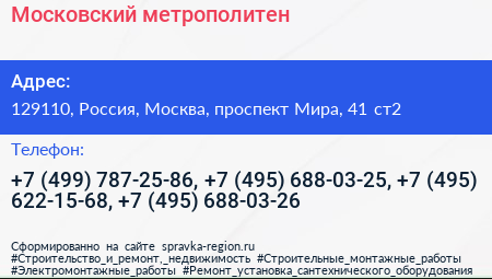 Московский метрополитен - визитка