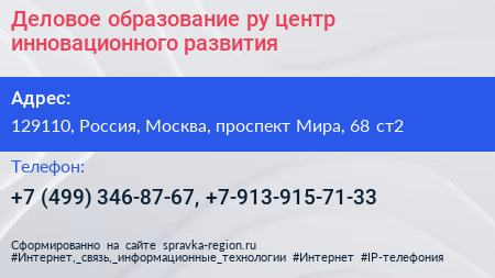 Деловое образование ру центр инновационного развития - визитка