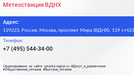 Метеостанция ВДНХ - визитка