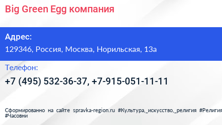Big Green Egg компания - визитка