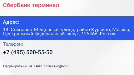 СберБанк терминал - визитка