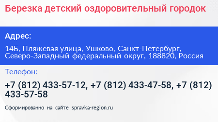 Березка детский оздоровительный городок - визитка
