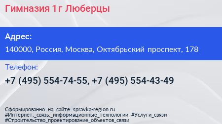Гимназия 1 г Люберцы - визитка