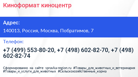 Киноформат киноцентр - визитка