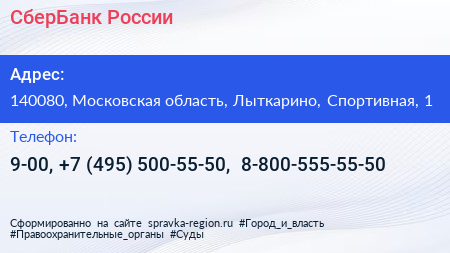 СберБанк России - визитка