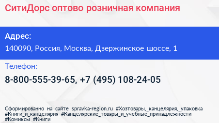 СитиДорс оптово розничная компания - визитка