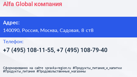 Alfa Global компания - визитка