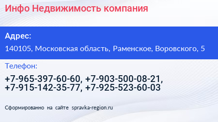 Инфо Недвижимость компания - визитка