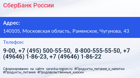 СберБанк России - визитка