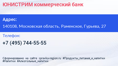 Нажмите, чтобы скачать визитку ЮНИСТРИМ коммерческий банк - визитка
