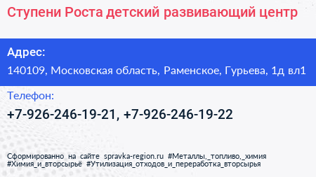 Ступени Роста детский развивающий центр - визитка