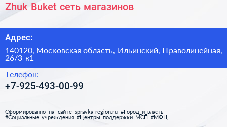 Zhuk Buket сеть магазинов - визитка