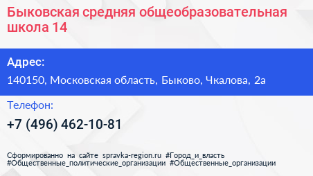 Быковская средняя общеобразовательная школа 14 - визитка