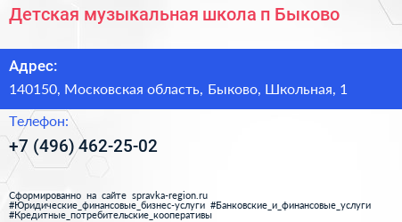 Детская музыкальная школа п Быково - визитка