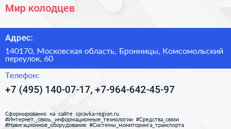 Мир колодцев - визитка