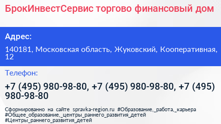 БрокИнвестСервис торгово финансовый дом - визитка
