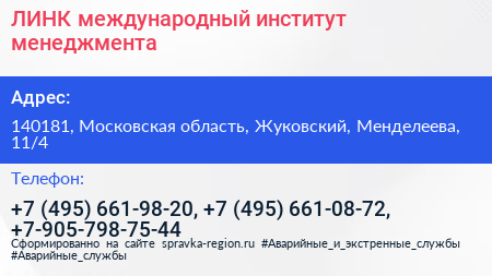 ЛИНК международный институт менеджмента - визитка