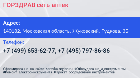 ГОРЗДРАВ сеть аптек - визитка