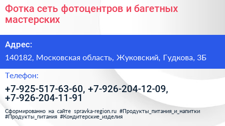 Фотка сеть фотоцентров и багетных мастерских - визитка