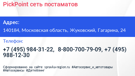 PickPoint сеть постаматов - визитка