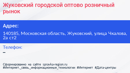 Жуковский городской оптово розничный рынок - визитка