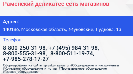 Раменский деликатес сеть магазинов - визитка