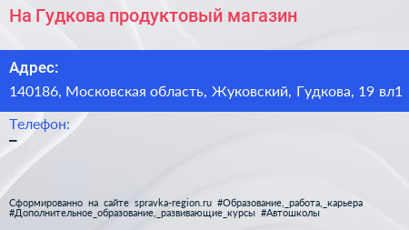 На Гудкова продуктовый магазин - визитка