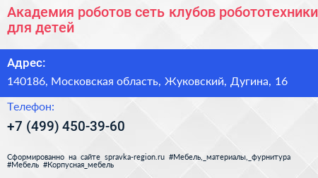 Академия роботов сеть клубов робототехники для детей - визитка