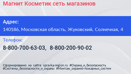 Магнит Косметик сеть магазинов - визитка