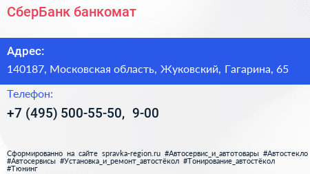 СберБанк банкомат - визитка