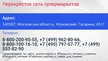 Перекрёсток сеть супермаркетов - визитка