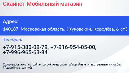 Скайнет Мобильный магазин - визитка