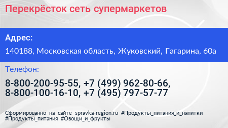 Перекрёсток сеть супермаркетов - визитка