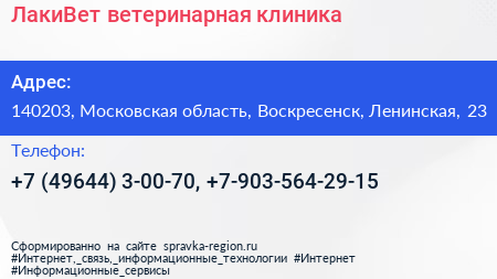 ЛакиВет ветеринарная клиника - визитка