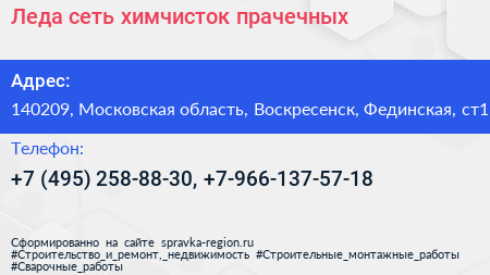 Леда сеть химчисток прачечных - визитка