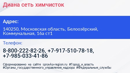 Диана сеть химчисток - визитка