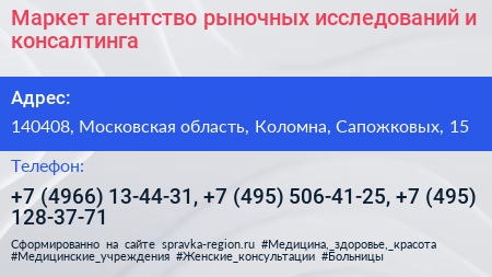 Маркет агентство рыночных исследований и консалтинга - визитка