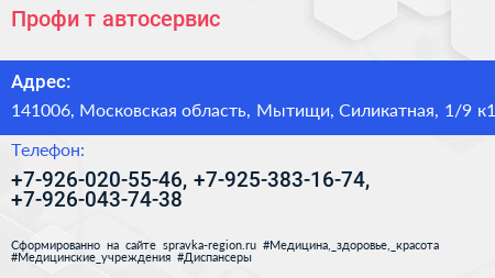 Профи т автосервис - визитка