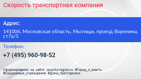 Скорость транспортная компания - визитка