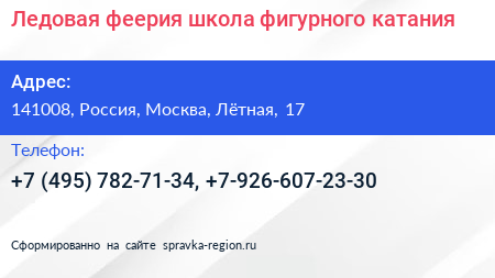 Ледовая феерия школа фигурного катания - визитка