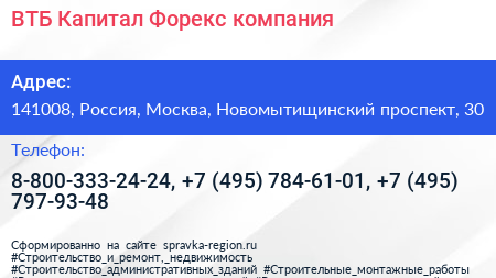 ВТБ Капитал Форекс компания - визитка