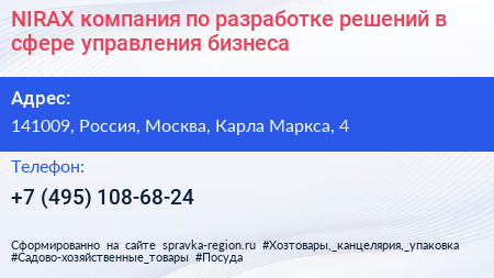 NIRAX компания по разработке решений в сфере управления бизнеса - визитка