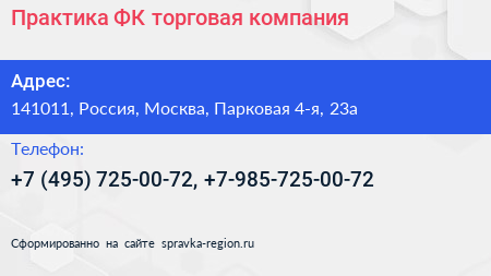 Практика ФК торговая компания - визитка