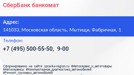 СберБанк банкомат - визитка