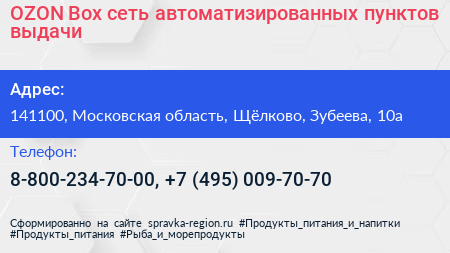 OZON Box сеть автоматизированных пунктов выдачи - визитка