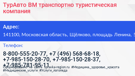 ТурАвто ВМ транспортно туристическая компания - визитка