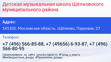 Детская музыкальная школа Щёлковского муниципального района - визитка