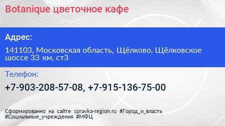 Botanique цветочное кафе - визитка