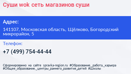 Суши wok сеть магазинов суши - визитка